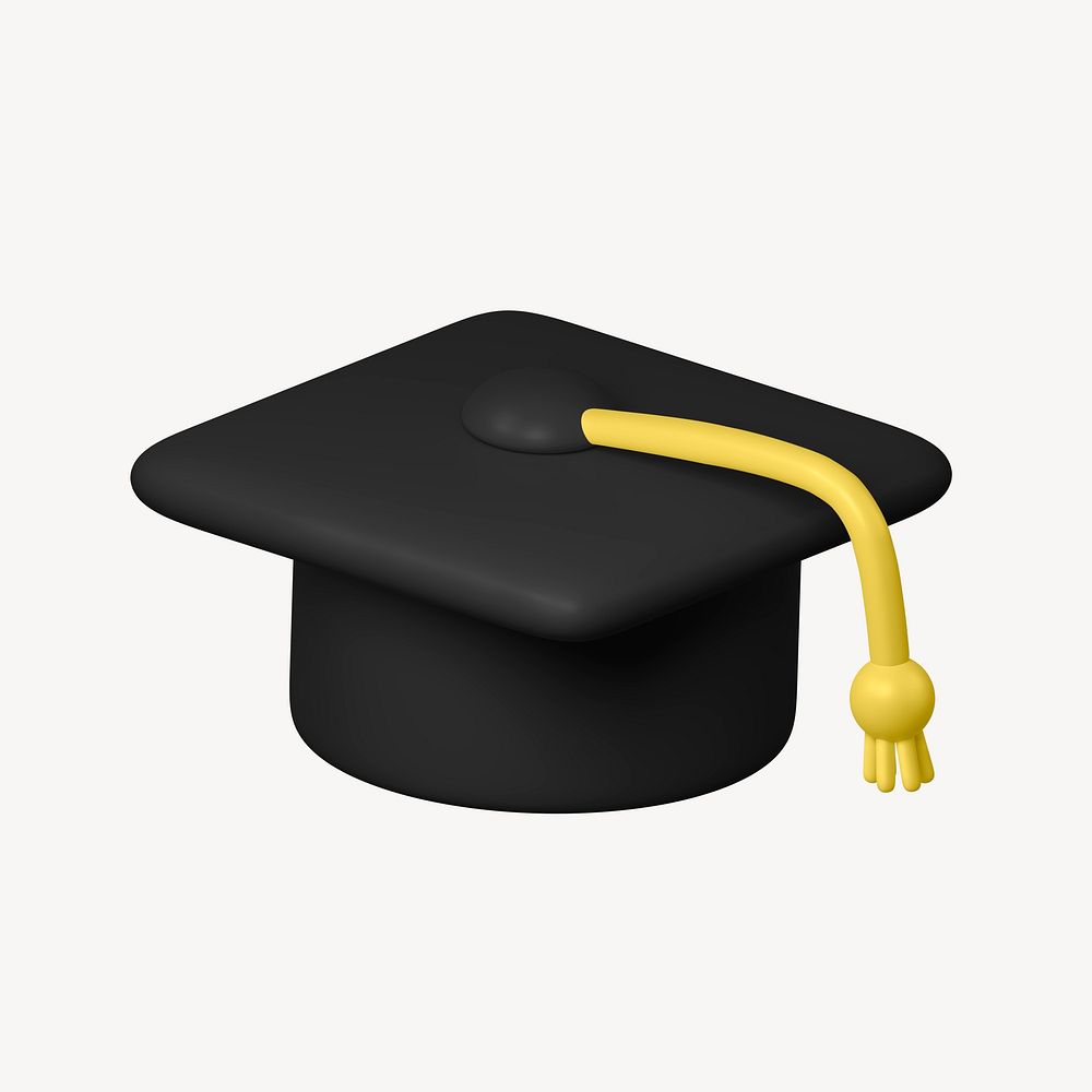 Graduation cap, education 3D icon sticker psd