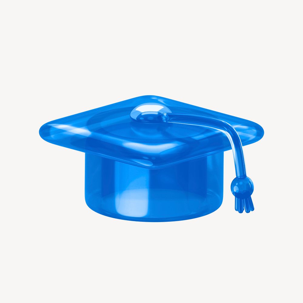 Graduation cap, education 3D icon sticker psd