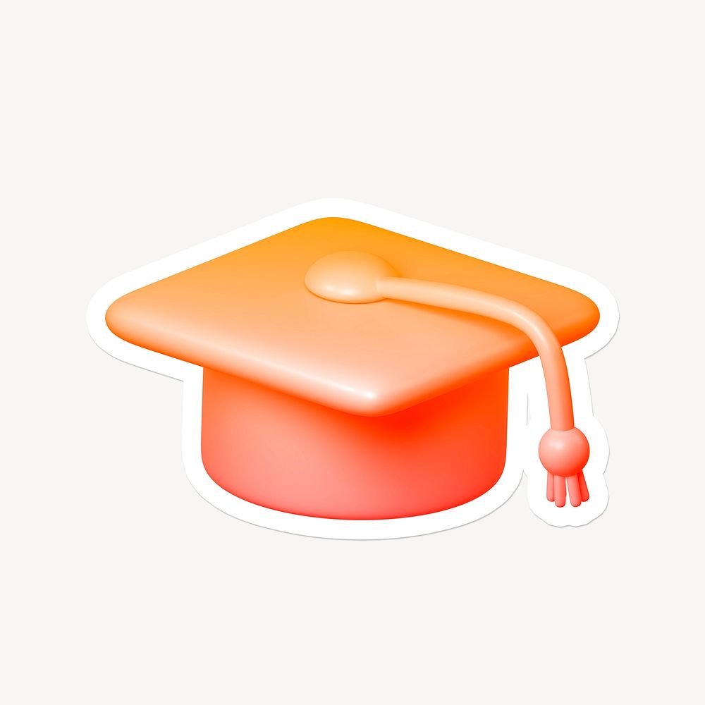 Graduation cap, education icon sticker with white border