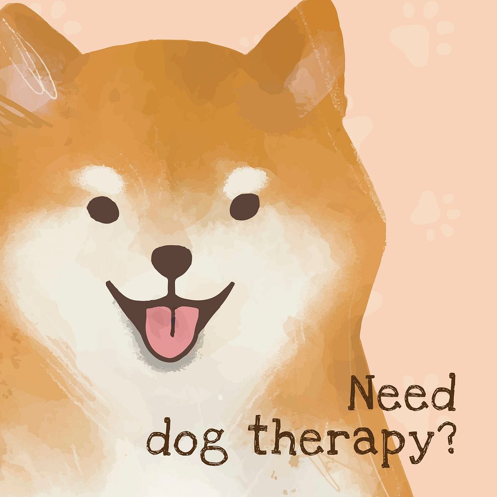 Shiba inu template vector cute dog quote social media post, need dog therapy