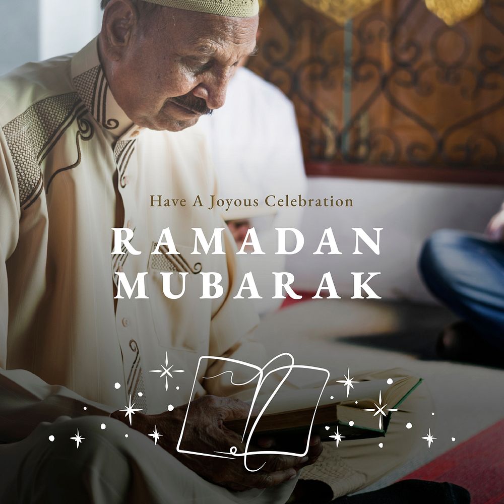 Ramadan Mubarak greeting template vector for social media post