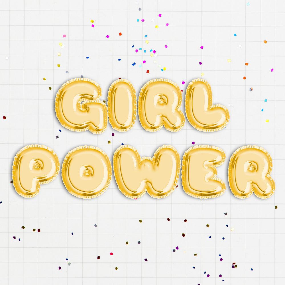 Girl Power text in balloon font