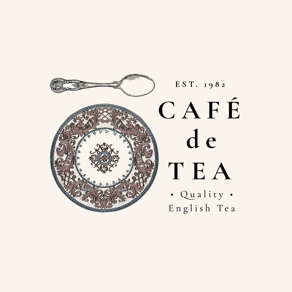 Cafe vintage badge template vector set, remixed from public domain artworks