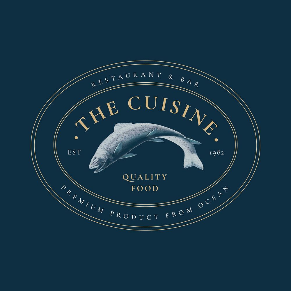 Aesthetic logo template vector for restaurant set, remixed from public domain artworks