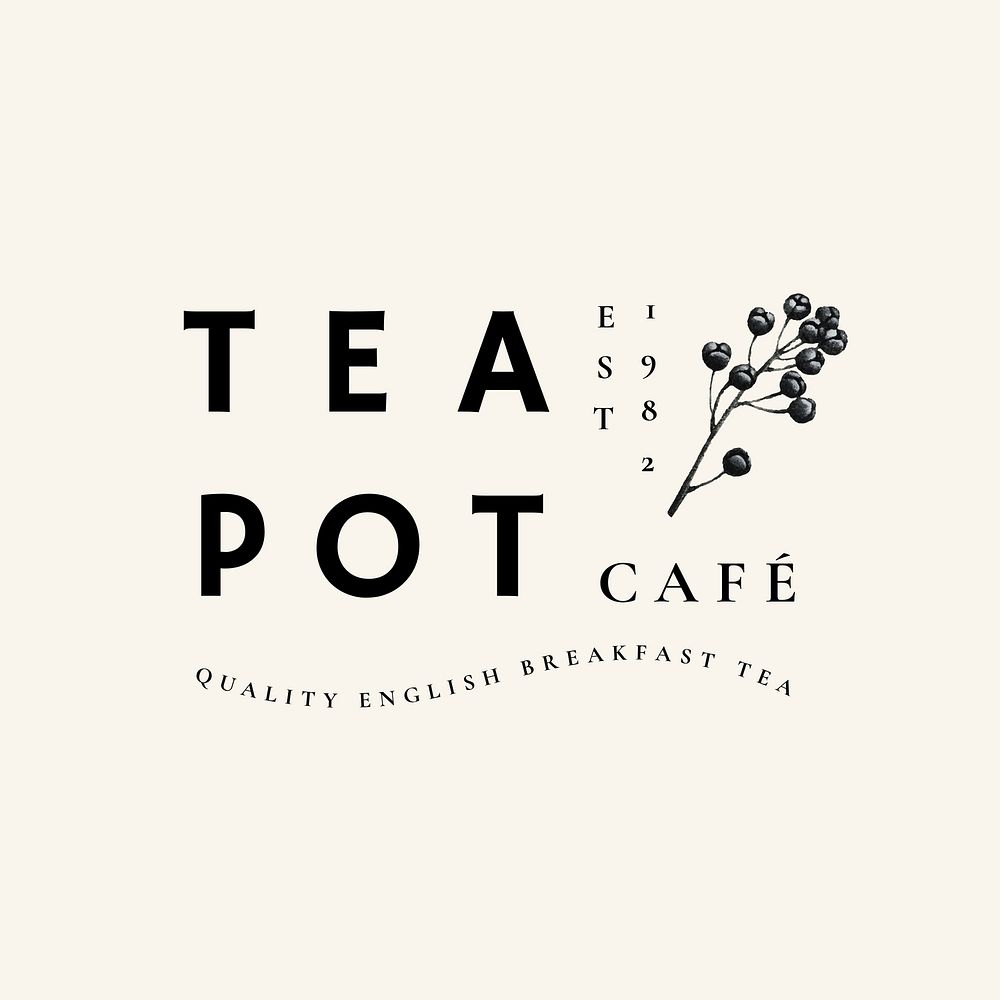 Editable vintage logo template vector for cafe set, remixed from public domain artworks