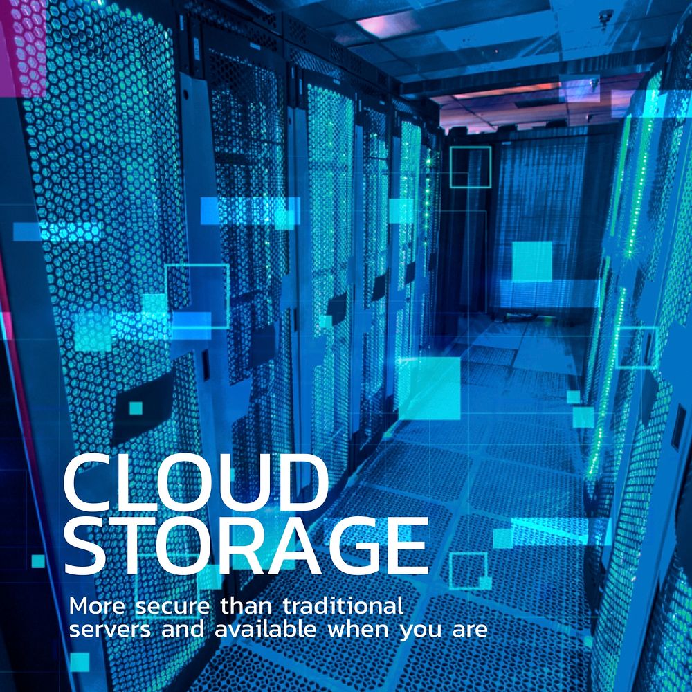 Cloud storage template vector big data technology for social media post, remixed from public domain by Nasa