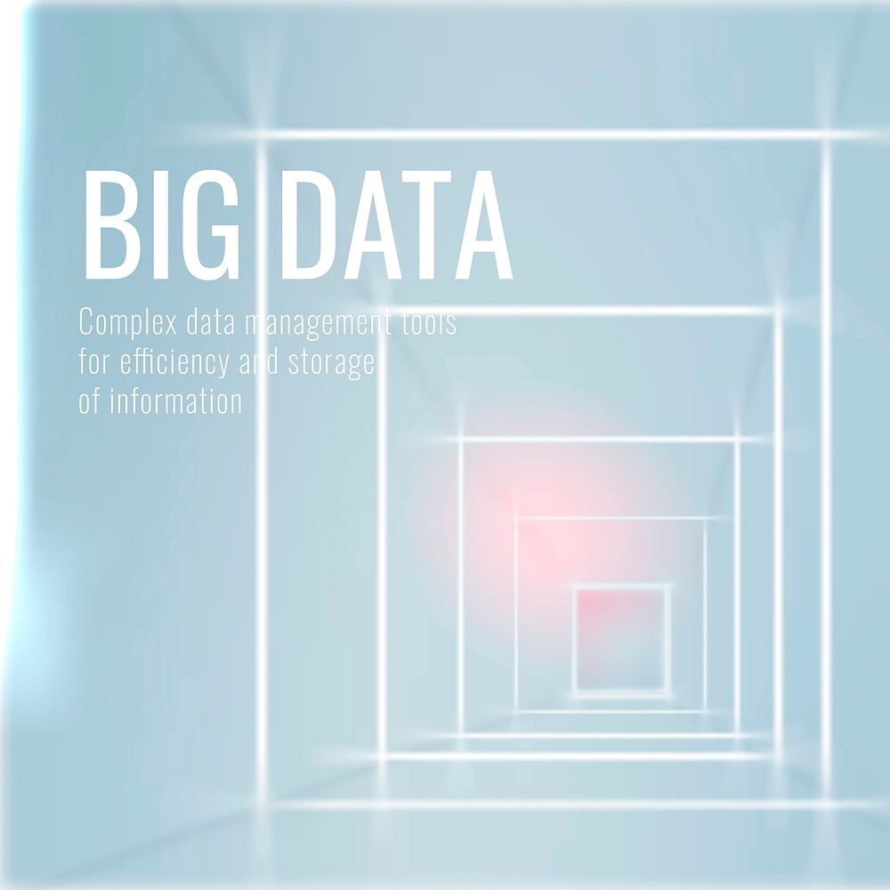 Big data technology template vector for social media post in light blue tone
