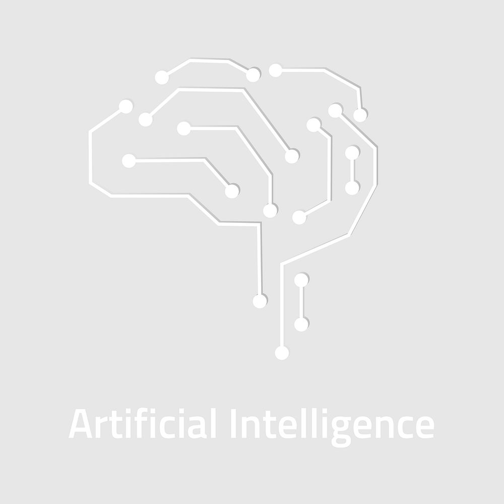 AI brain logo template vector in white for tech company