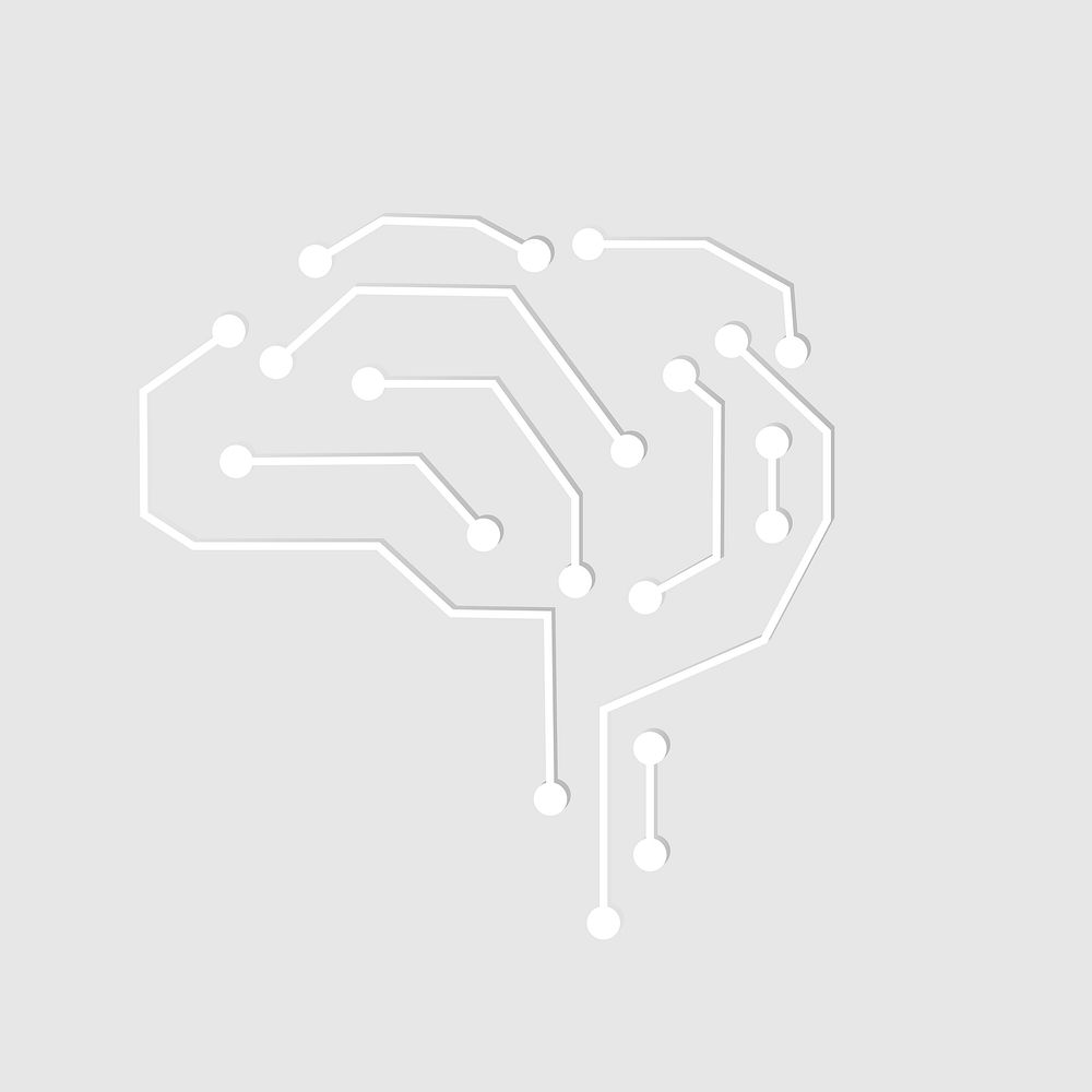 AI technology connection brain icon vector in white digital transformation concept