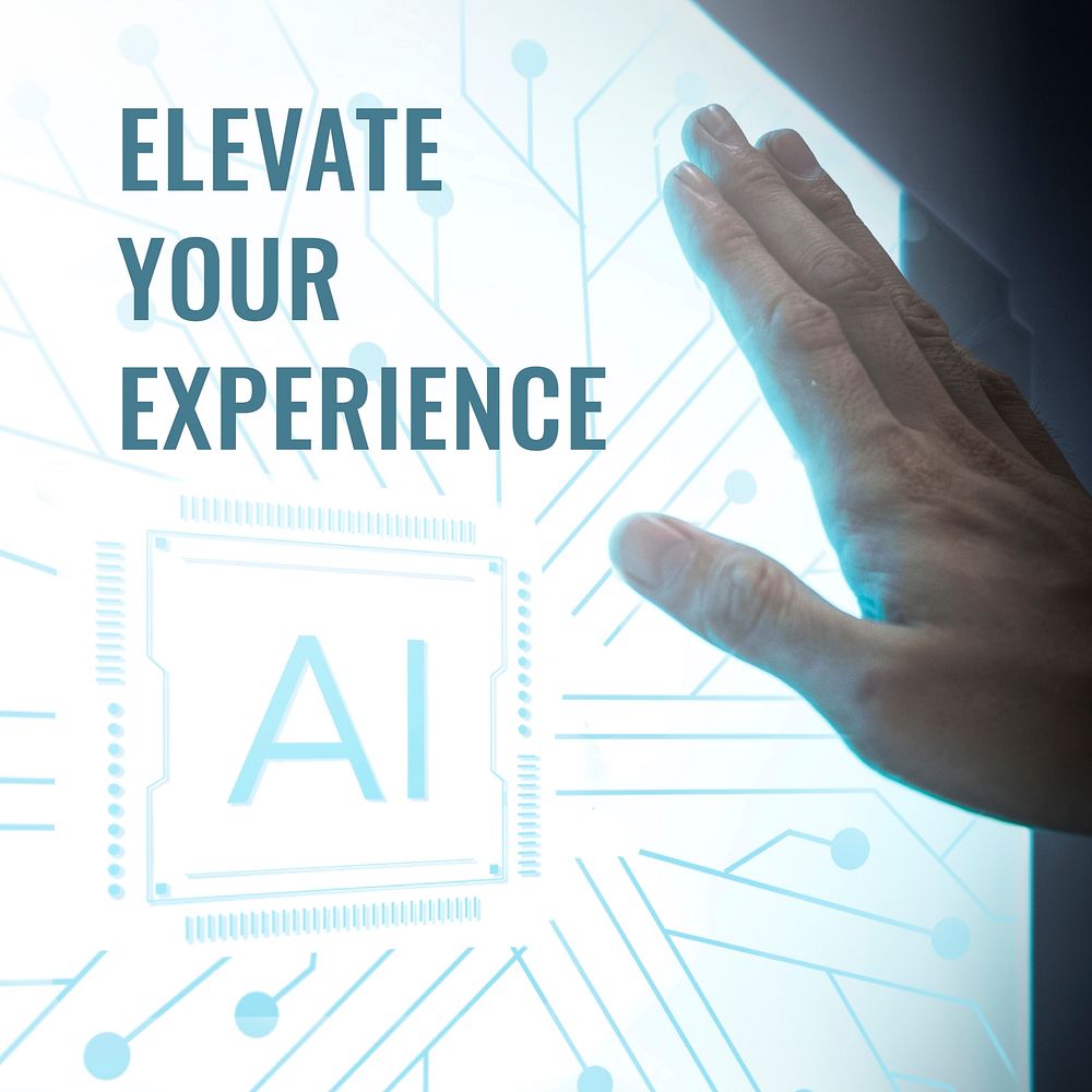 Elevate your experience template vector AI technology social media post