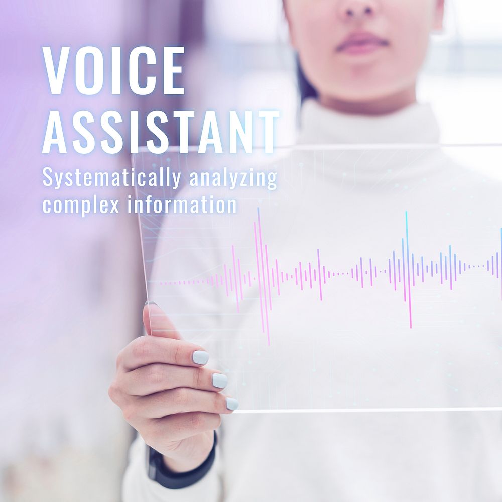 Virtual voice assistant template vector disruptive technology social media post