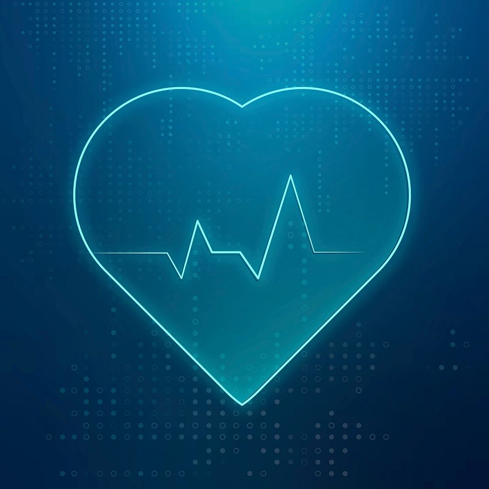 Blue heart pulse icon vector for healthcare technology