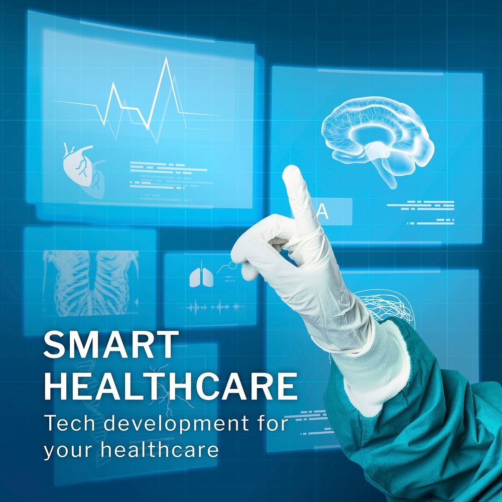 Smart healthcare technology template vector