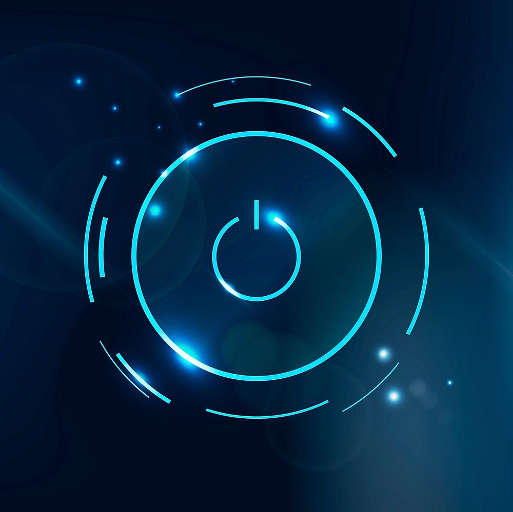 Power button vector blue icon