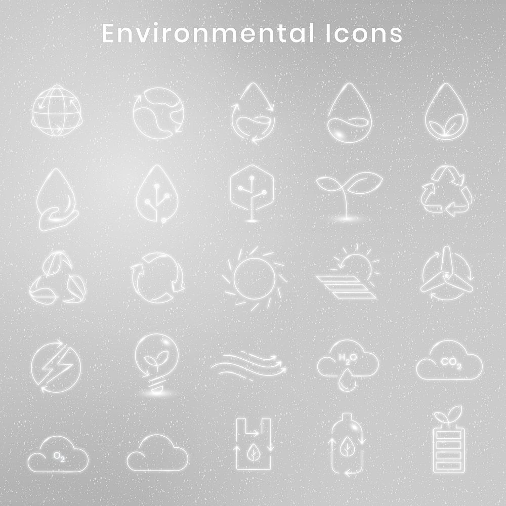 Environmental icon vector in white tone set