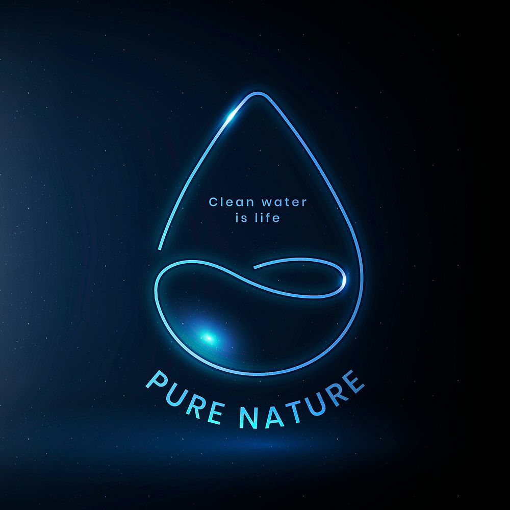 Water environmental logo vector with pure nature text