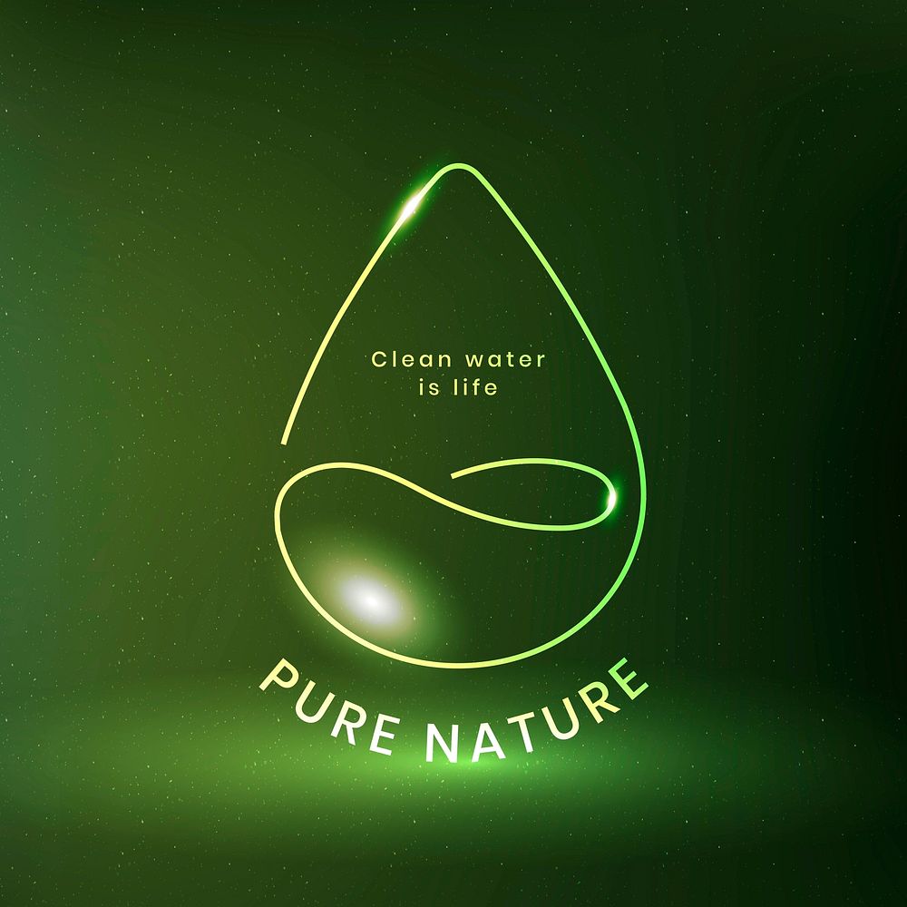 Water environmental logo vector with pure nature text