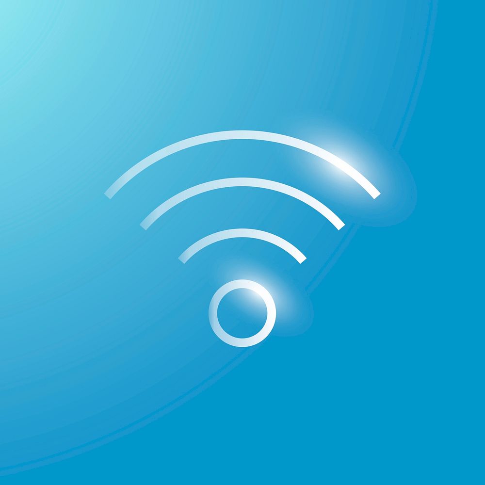 Wifi internet vector technology icon in silver on gradient background