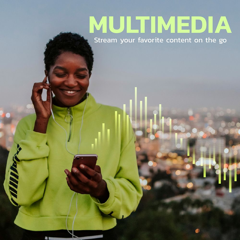 Music multimedia digital template vector lifestyle social media post
