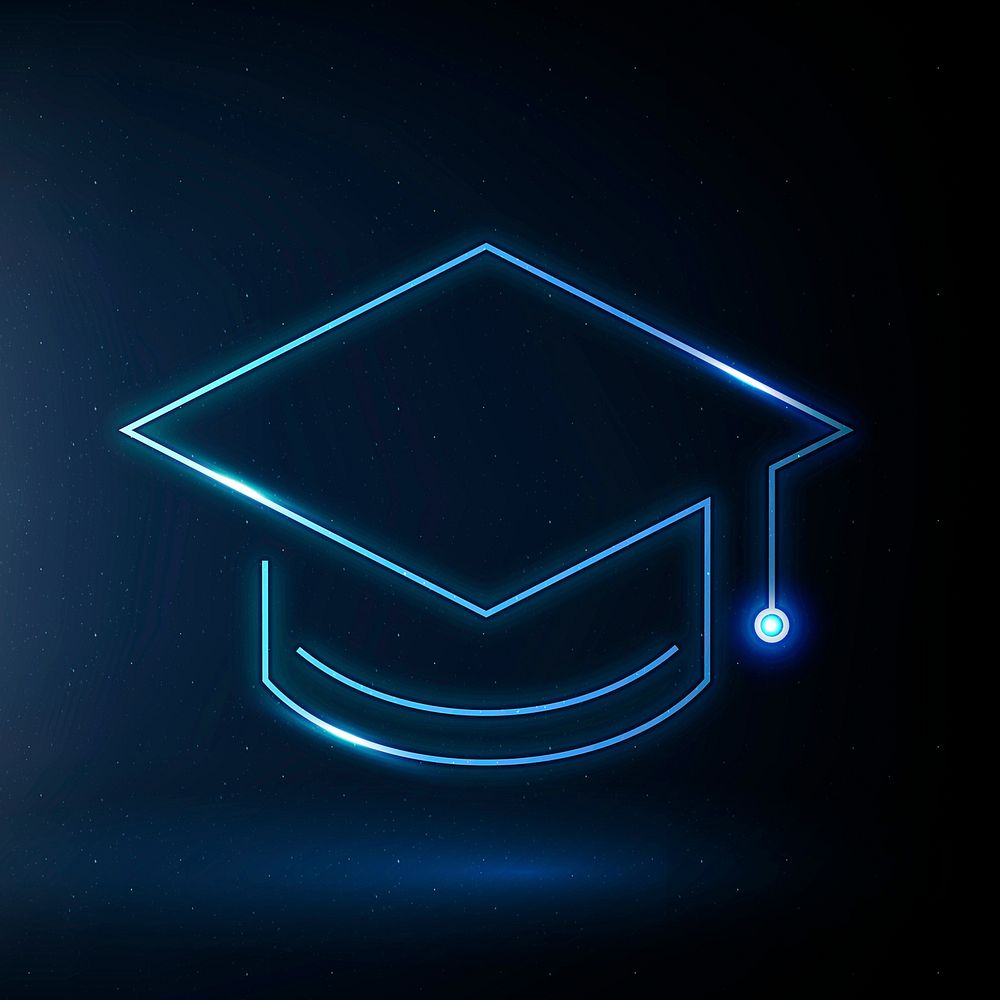 Graduation cap education icon vector blue digital graphic