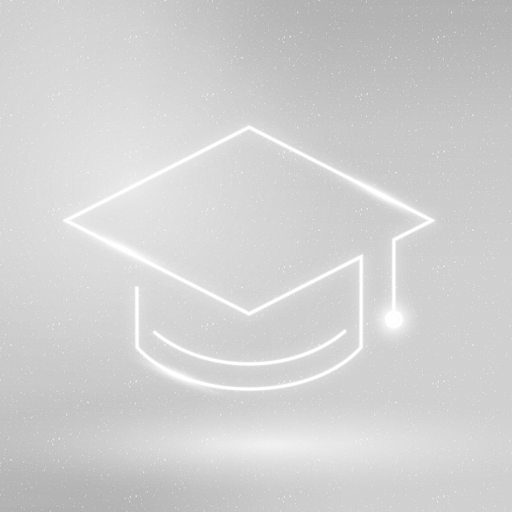 Graduation cap education icon vector white digital graphic