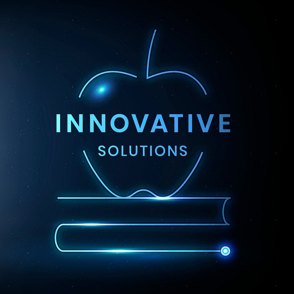 Innovative solutions logo template vector education technology with textbook graphic