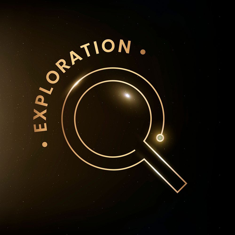 Exploration education logo template vector with magnifying glass graphic