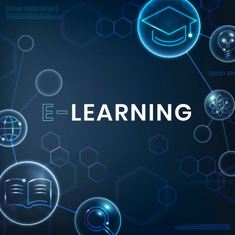 E-learning education template vector technology social media post