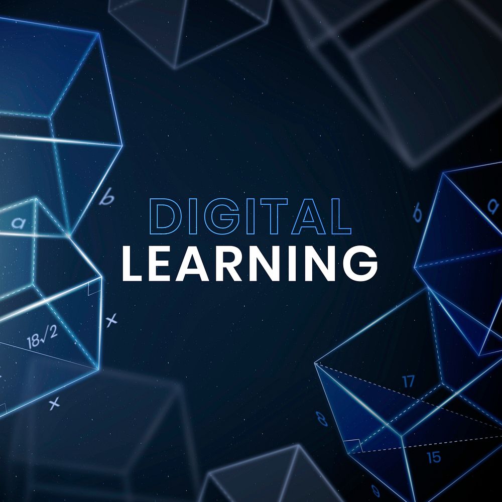 Digital learning education template vector technology social media post