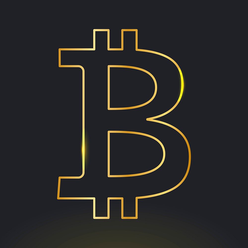 Bitcoin blockchain cryptocurrency icon vector in gold open-source finance concept