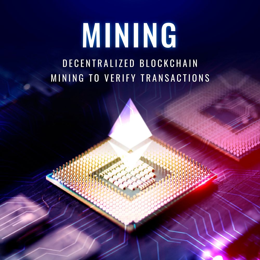 Mining decentralized blockchain template vector finance technology social media post
