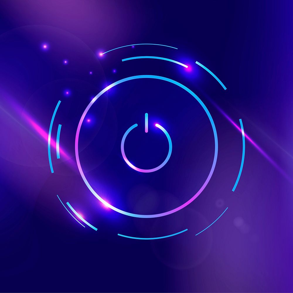 Power button vector purple icon