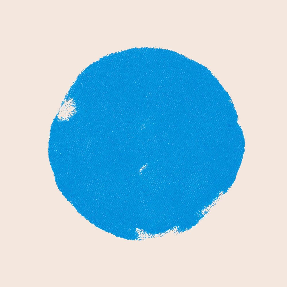 Blue round block print vector paint stamp DIY artwork