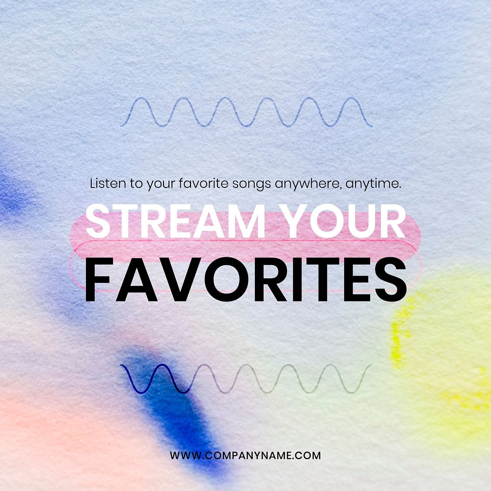 Music streaming colorful template vector in chromatography art social media ad
