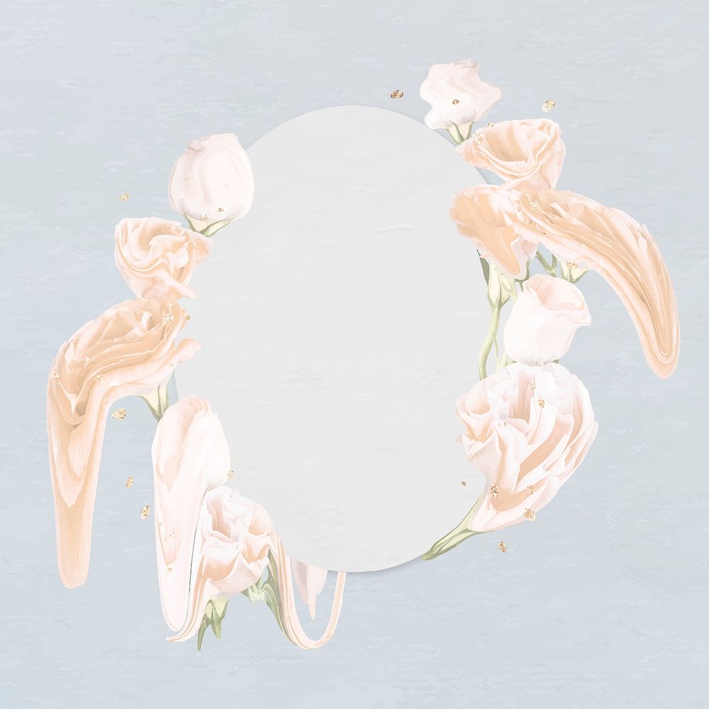 Flower frame vector, white rose abstract art