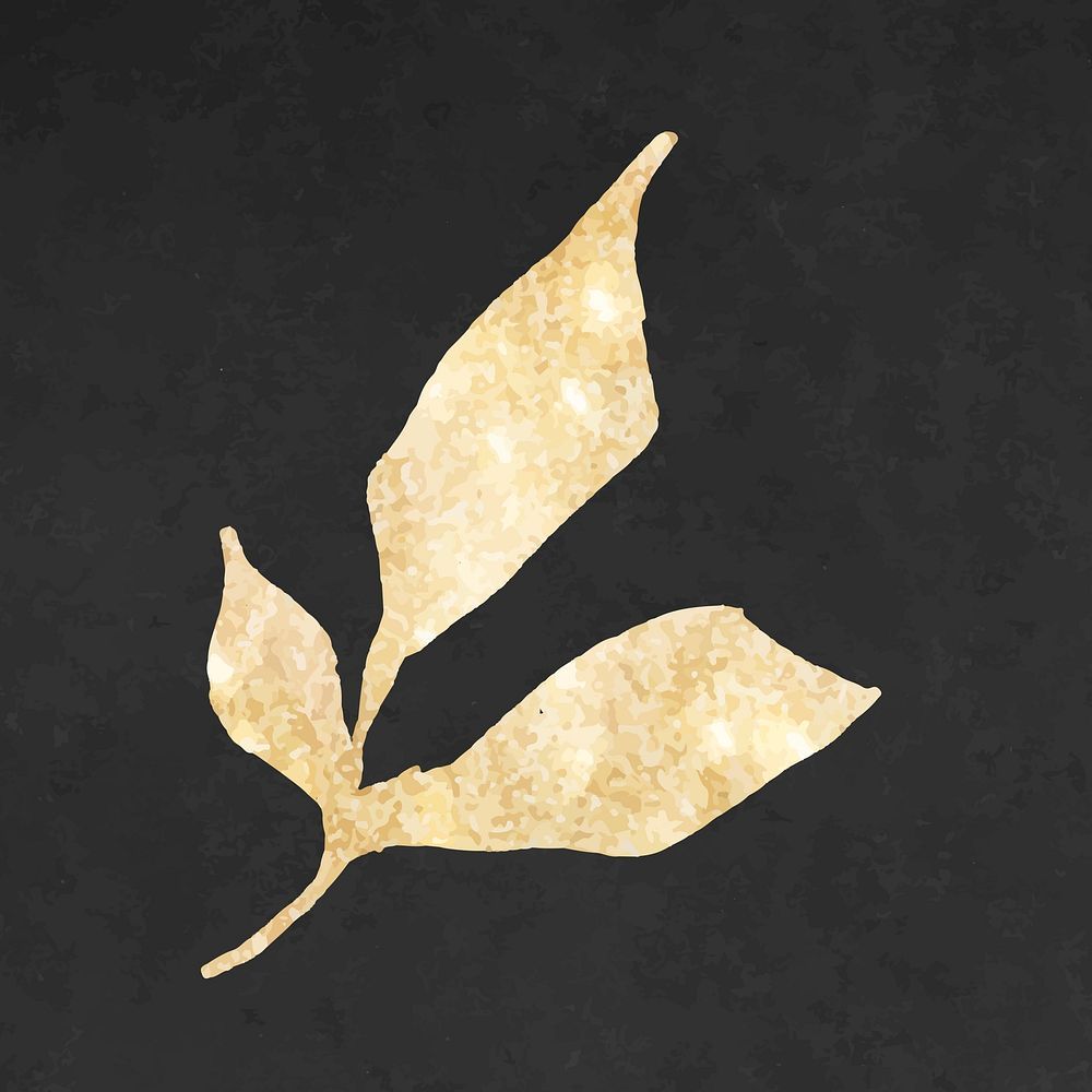 Gold aesthetic leaf design vector, remixed from vintage public domain images