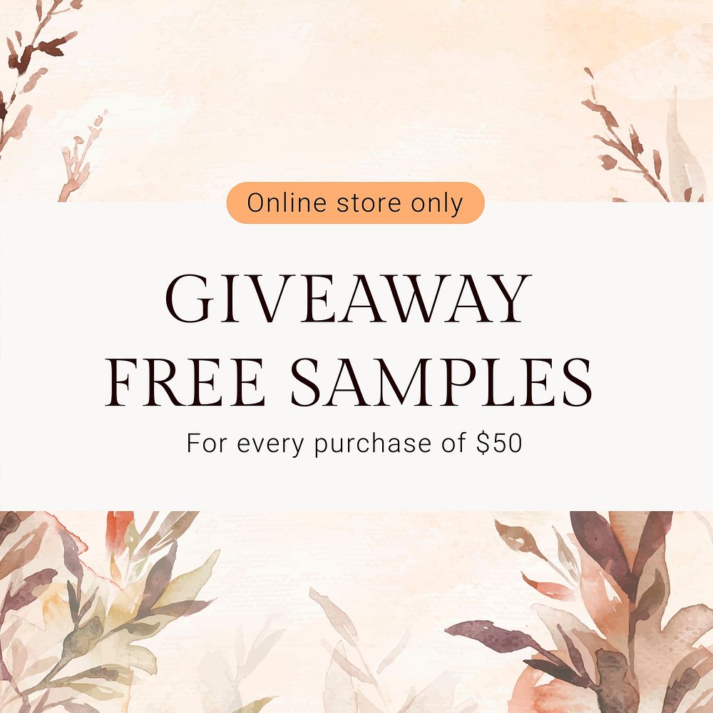 Aesthetic autumn shopping template vector with giveaway text social media ad