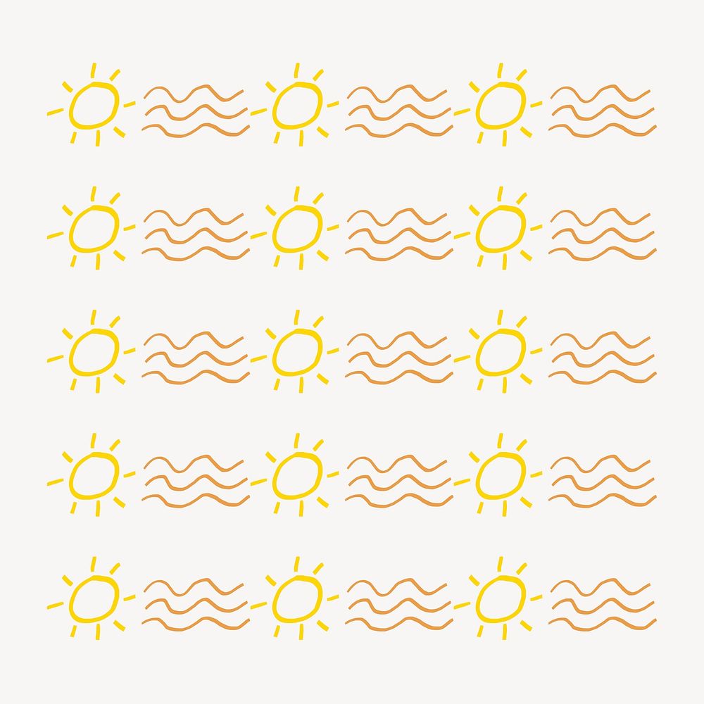 Sun illustration brush vector doodle seamless pattern brush set