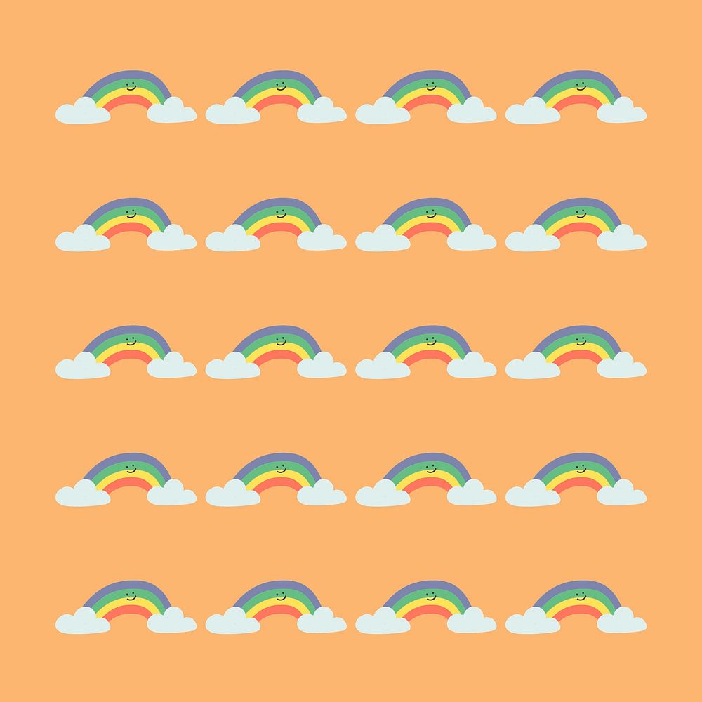 Rainbow illustrator brush vector doodle seamless pattern brush set