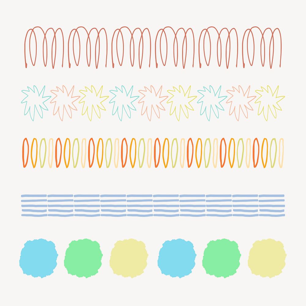 Doodle pattern brush illustration vector seamless set