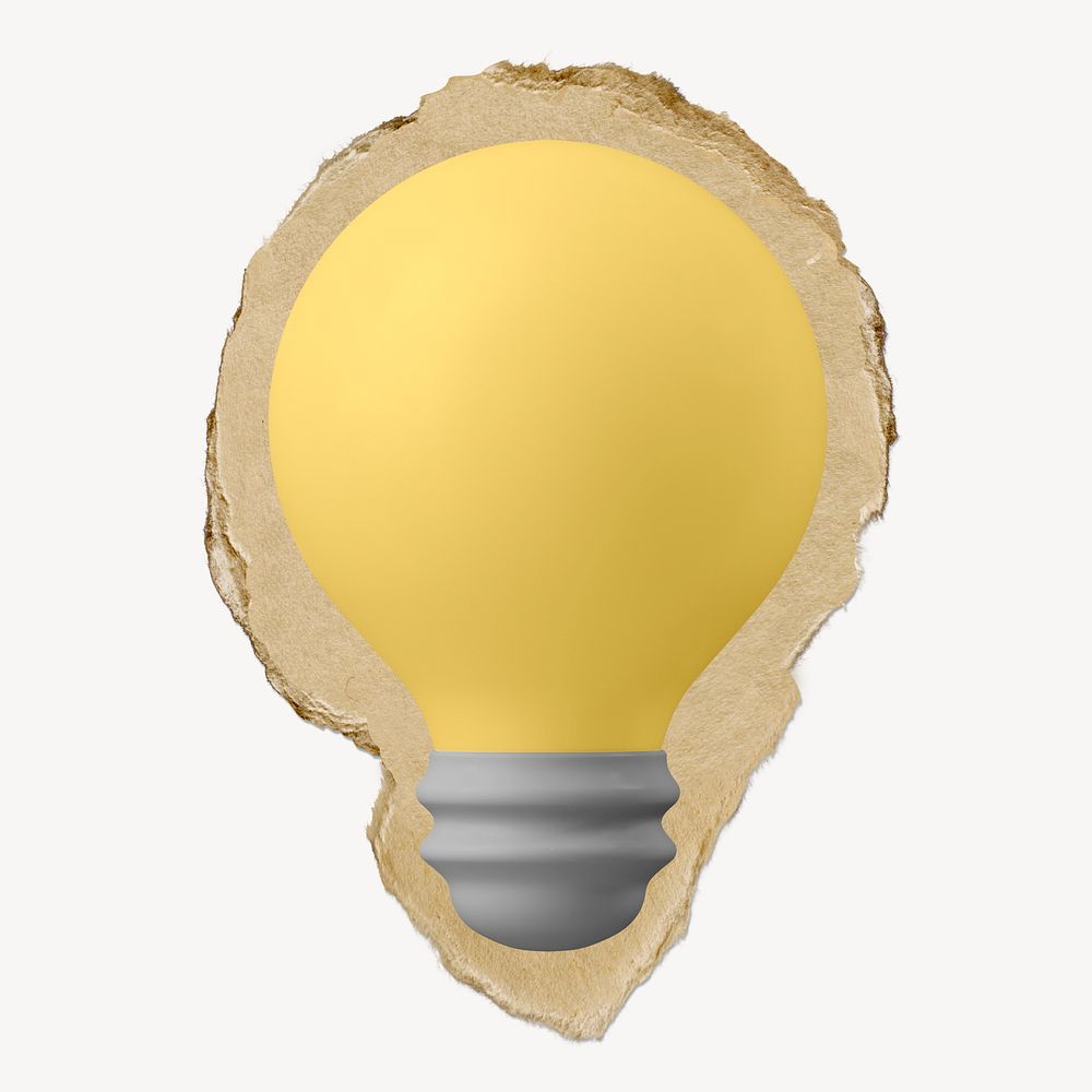 3D light bulb, creative business, ripped paper border design