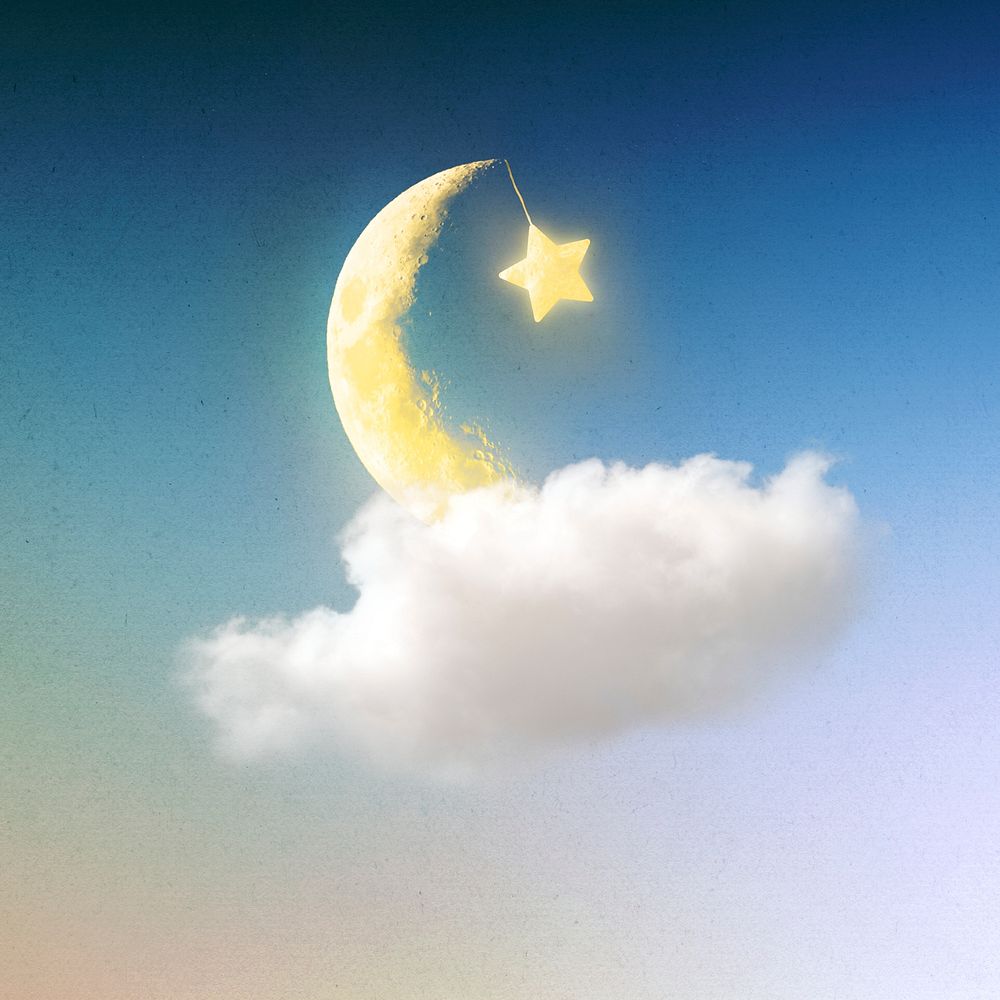 Moon sticker, festive collage element psd