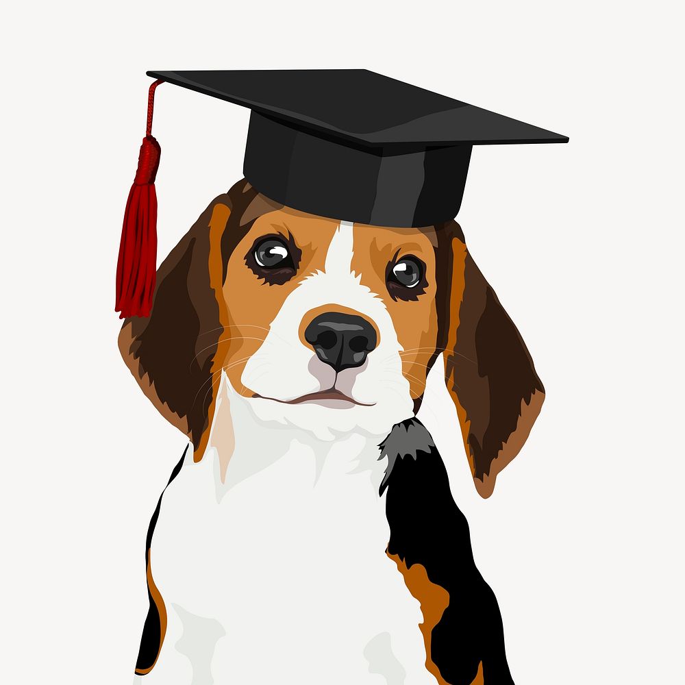 Smart beagle puppy, education illustration psd