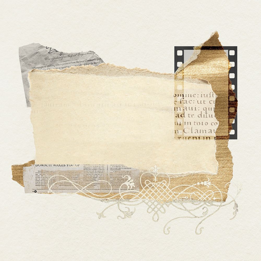 Vintage paper scrap collage with film ephemera 
