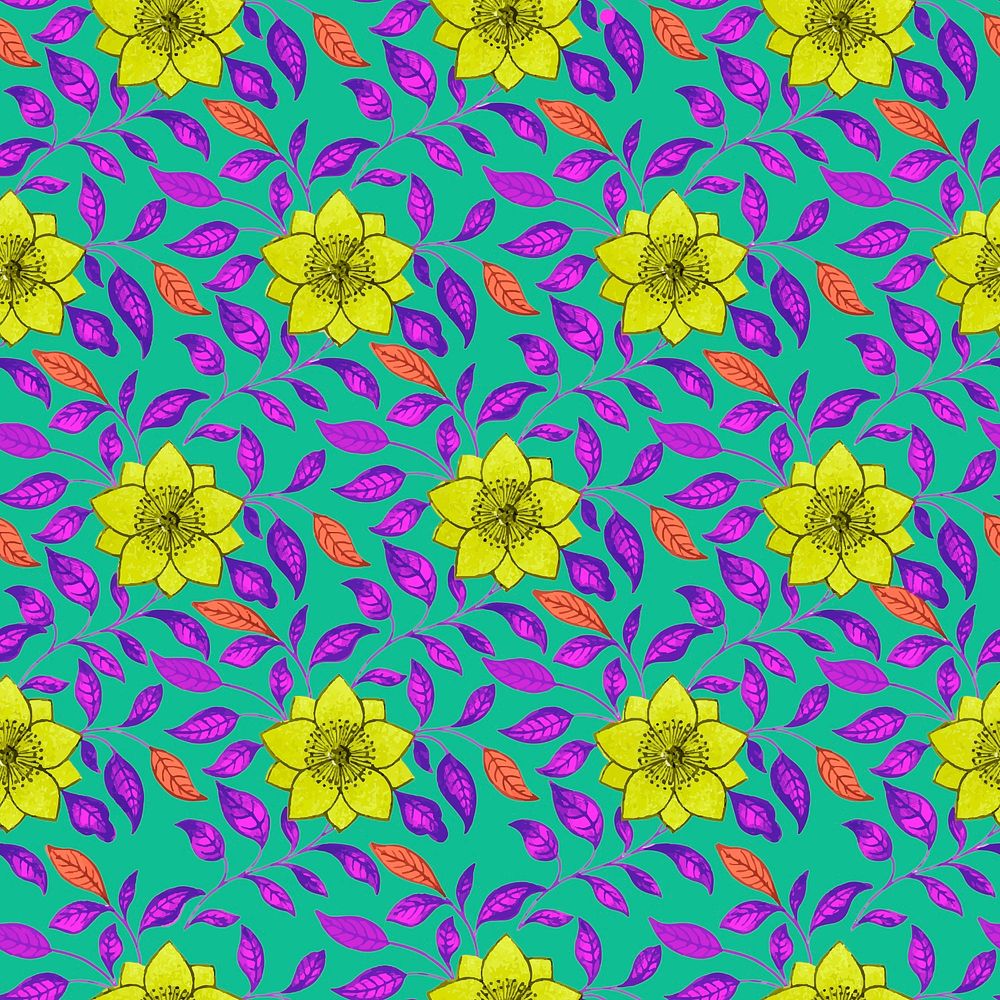 Decorative seamless pattern floral background, traditional flower art vector vector
