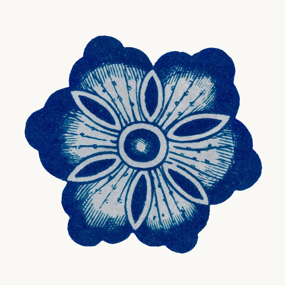 Blue flower collage element, vintage | Premium Vector Illustration ...