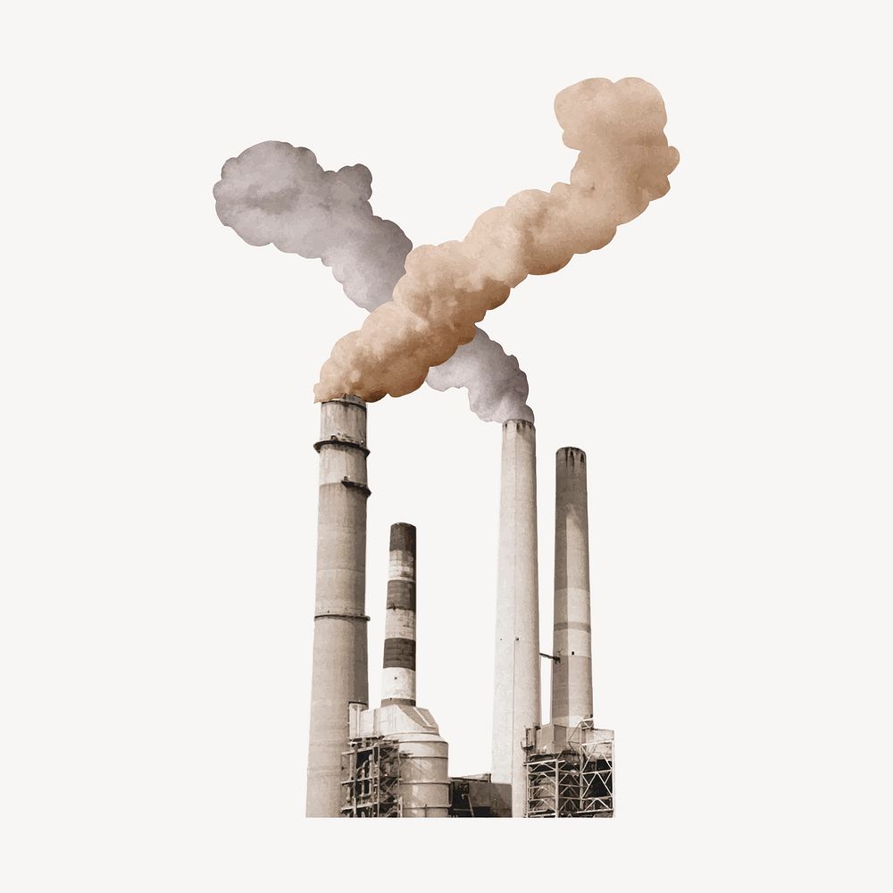Factory pollution collage element vector