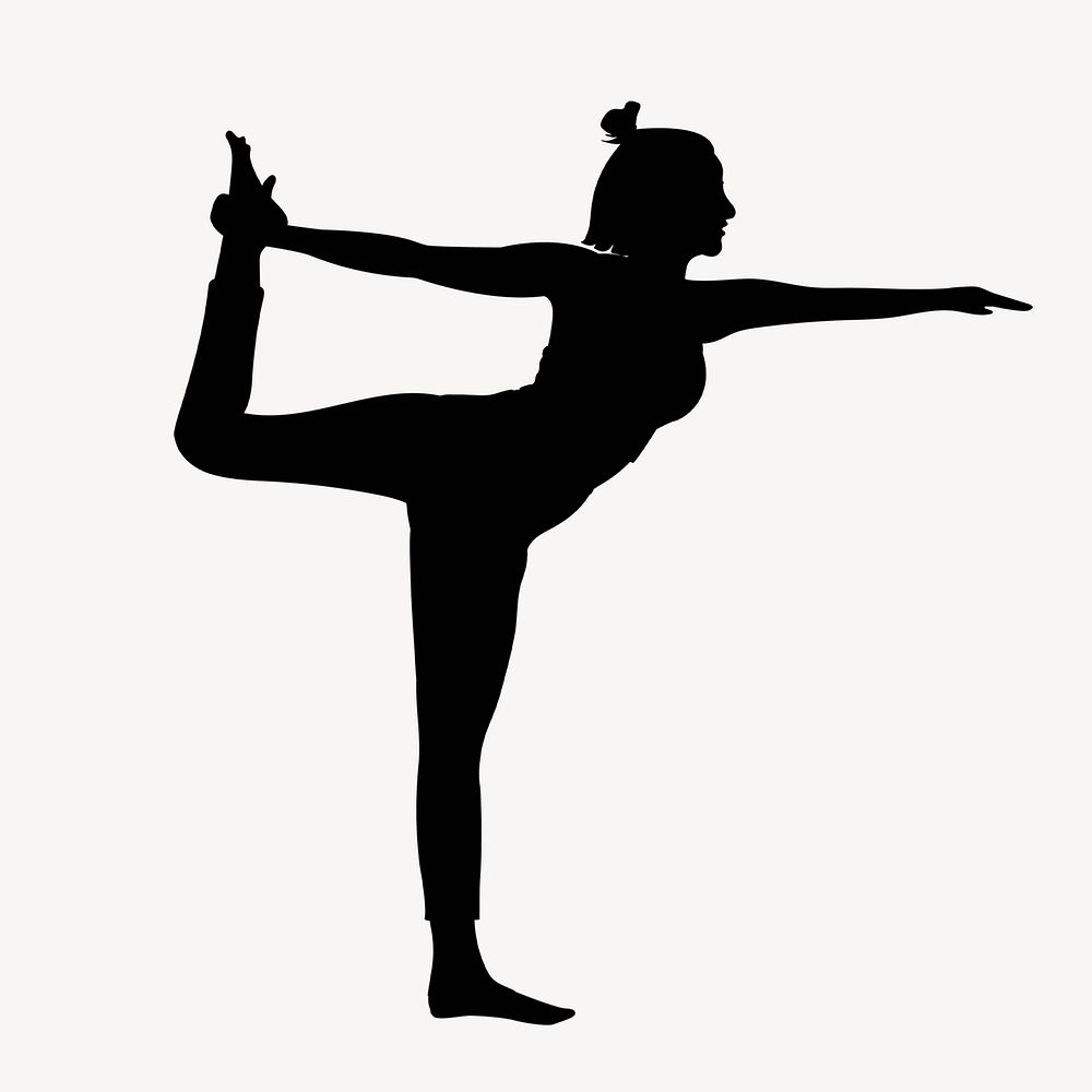 Female yogi silhouette, lord of the dance pose, collage element psd