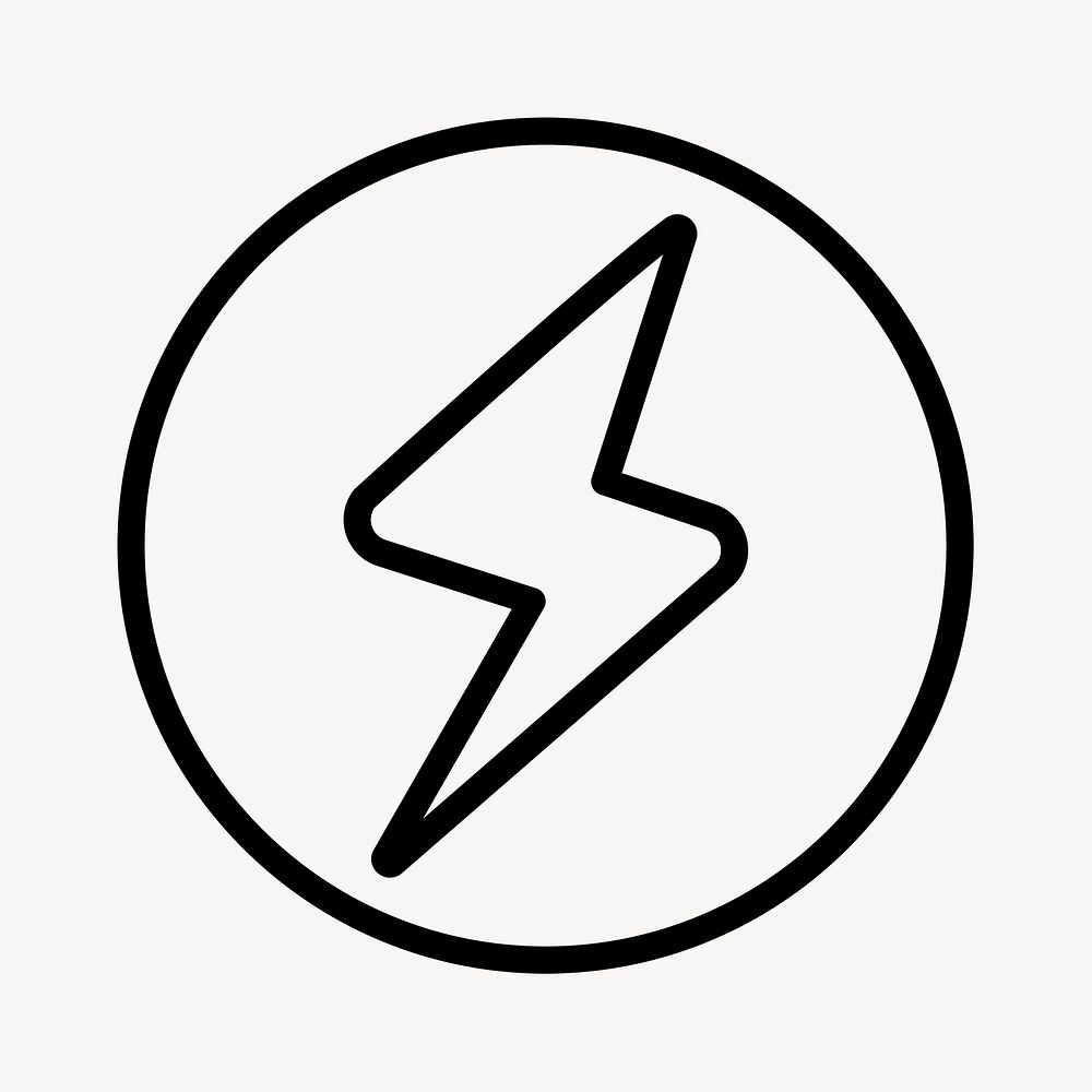 Energy icon, minimal line design psd