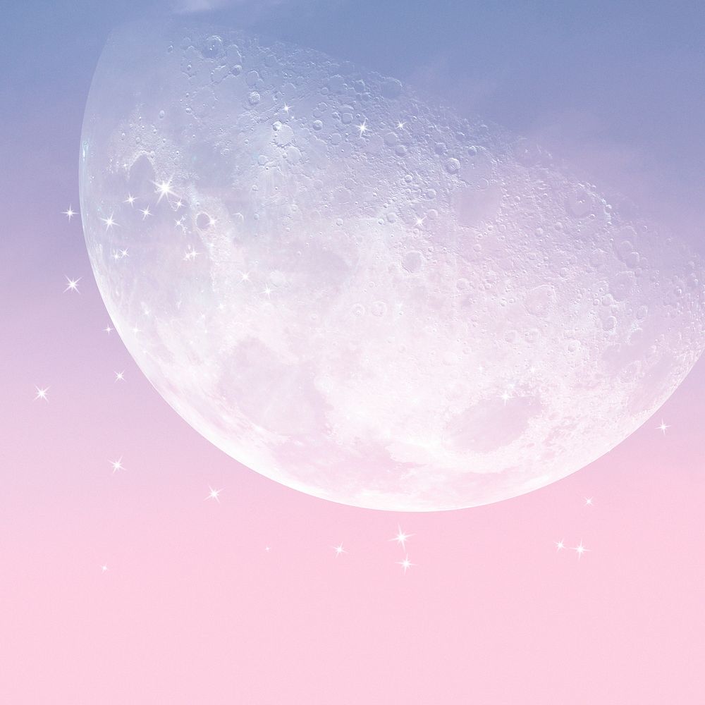 Aesthetic moon pink glitter background